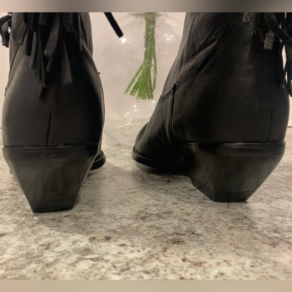 VINTAGE ZODIAC CARSON FRINGE LEATHER COWBOY BOOTS LADIES 6M WESTERN BLACK - Picture 6 of 13